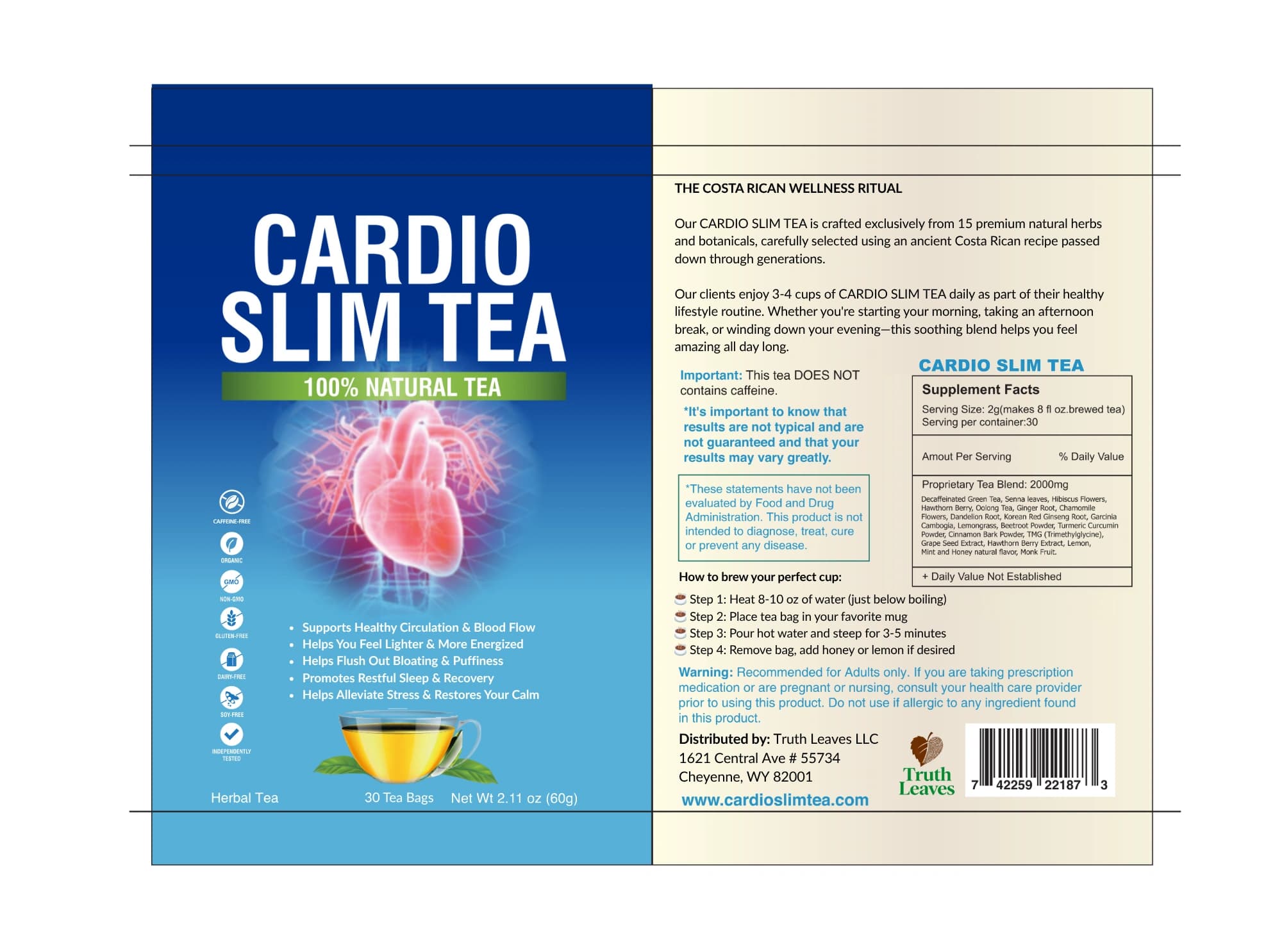 Cardio Slim Tea - Herbal Tea for Cardiovascular Support & Weight Loss — view 3
